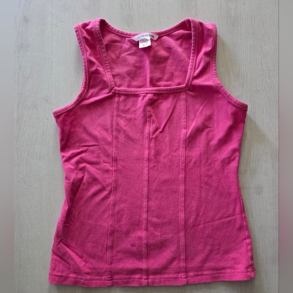 La Vie en Rose Pleated Tank Top, Pink, Medium